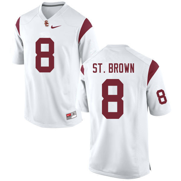 Men #8 Amon-Ra St. Brown USC Trojans College Football Jerseys Sale-White